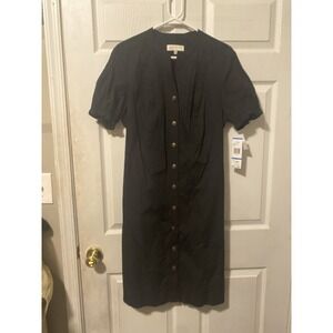 Jones New York Black Sport Short Sleeve Dress with Pleats & Buttons - Sz XL